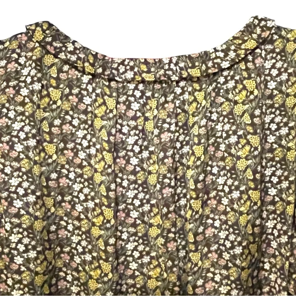 J.Crew Ruffle Featherweight Satin Scoop Neck Top in Floral Stripe‎ Cottagecore M